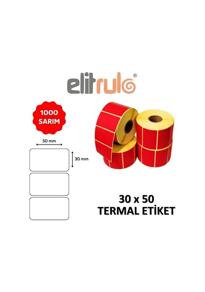 Barkod Etiketi 30x50 Termal Kırmızı - 1000 Adet Diğer