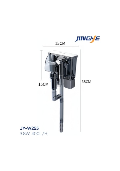 Jingye Jy-w255 Askı Şelale Akvaryum Filtresi 6w 400l/h Sessiz, Pratik, Dengeli Su Sirkülasyonu