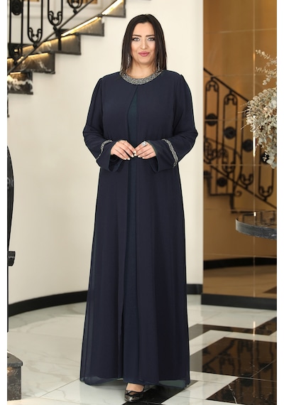 Raika Moda Sultan Büyük Beden Tesettür Abiye Lacivert