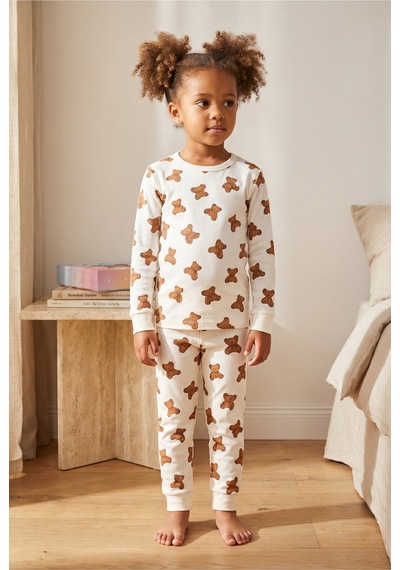 Katia&bony Çocuk Teddy Desenli Kutulu Pijama Takımı Ekru