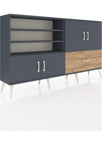 Arges Konsol 5 Raflı Tek Çekmeceli 4 Kapaklı 176x30x99 Antrasit-a Antrasit-antrasit/çam Arges Konsol 5 Raflı Tek Çekmeceli 4 Kapaklı 176x30x99 Antrasit-a Antrasit-antrasit/çam