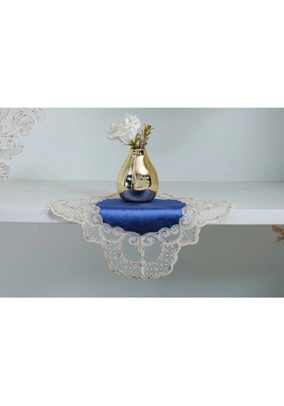 Öykü Aplikeli Güpürlü Kadife Lila Salon Takımı 5 Parça 50x140 Cm 1454 Çok Renkli