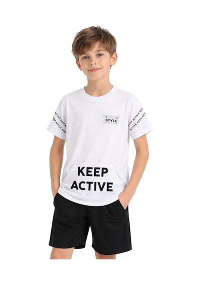 İrem Çocuk Giyim Erkek Çocuk Keep Active Yazı Desenli Kanguru Cepli Beyaz Renk Tişört Beyaz İrem Çocuk Giyim Erkek Çocuk Keep Active Yazı Desenli Kanguru Cepli Beyaz Renk Tişört Beyaz