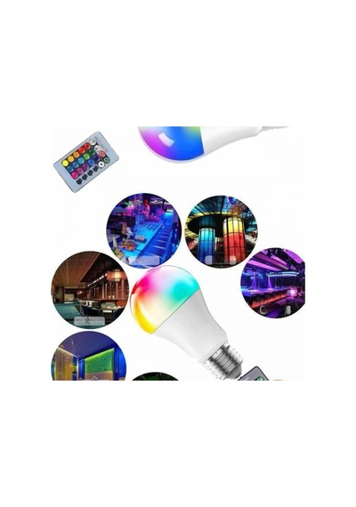 Ayarlanabilir Parlaklık Rgb Led Ampul E27 10w Kumandalı Renk Değiştiren Beyaz Ve Renkli Lamba