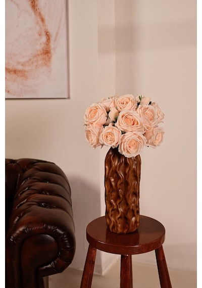 Somon Yapay Lüx Gül Buketi 6 Dallı Premium Canlı Islak Dokulu 30 Cm