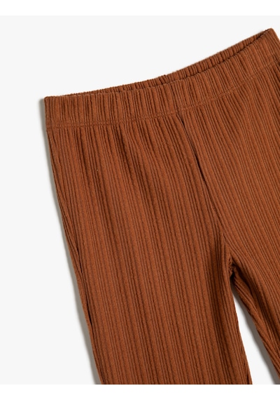 Koton İspanyol Paça Pantolon Kaşkorse Beli Lastikli Kahverengi 4wkg40142ak Kahve