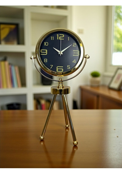 Vintage Prestige Üç Ayaklı Metal Masa Saati Renkli