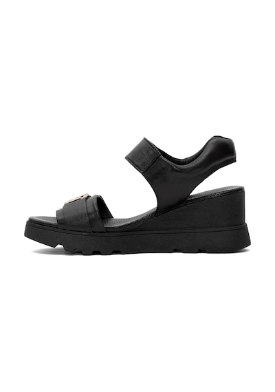 Mammamia D25ys-2995 Kadın Hakiki Deri Dolgu Topuk Sandalet Siyah Siyah
