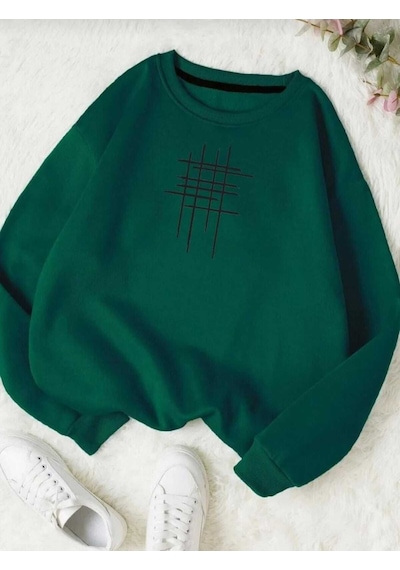 Kozia Outdoors O Yaka Oversize Unisex Sweatshirt Yeşil