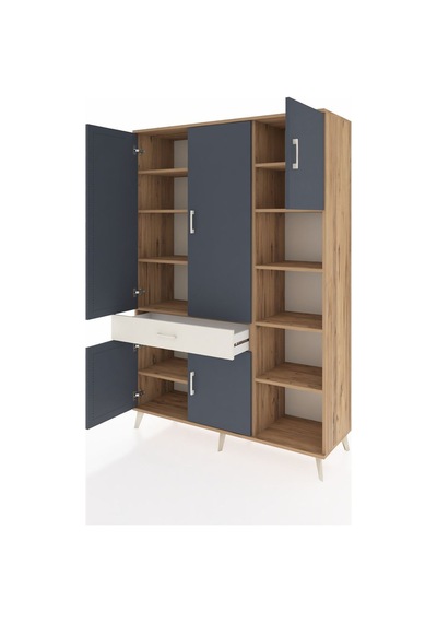 Hyperion Dolap 10 Raflı Tek Çekmeceli 5 Kapaklı 132x44x195 Çam-antrasit/aytaşı Antrasıt/aytası Hyperion Dolap 10 Raflı Tek Çekmeceli 5 Kapaklı 132x44x195 Çam-antrasit/aytaşı Antrasıt/aytası
