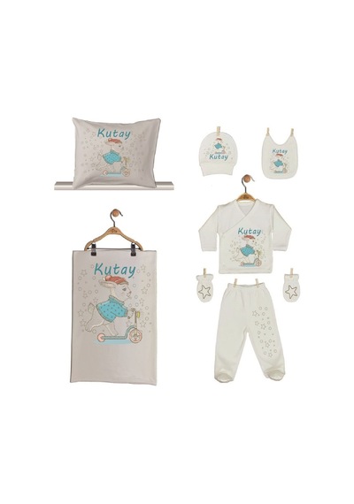 Pia Baby Gl 1926-06 İsme Özel Yastık Battaniye Zıbın Set Mavi