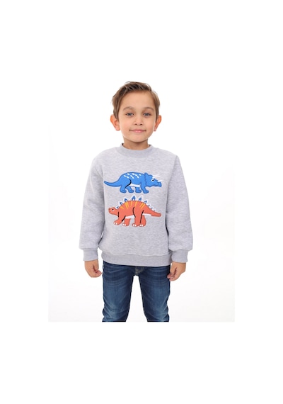 Toontoy Kids Toontoy Erkek Çocuk Nakışlı Sweatshirt Gri Melanj
