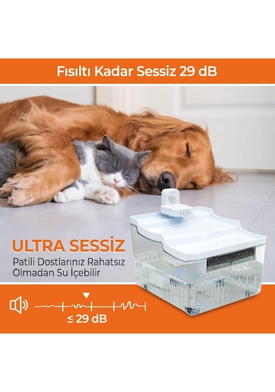 Gobypet Sensörlü Sessiz Su Sebili, Sensörlü Kedi Su Pınarı, Kedi Su Kabı, Otomatik Kedi Su Sebili, Akıllı Köpe