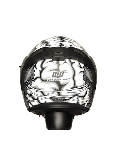 Motosiklet Sertfikalı Güneş Vizörlü Kask Full Face Motor Kaskı Zombıes Whıte Gri -