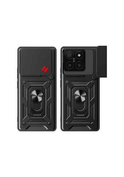 Xiaomi 14t Pro Kılıf Sürgülü Kamera Koruyucu Manyetik Standlı Tank Koruma Pazarplus Mavi