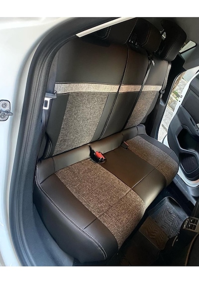 Citroen C4 2022 Uyumlu Arka Sırt 2+1 Model Gri Keten Siyah Deri Karışımı Gri Ip