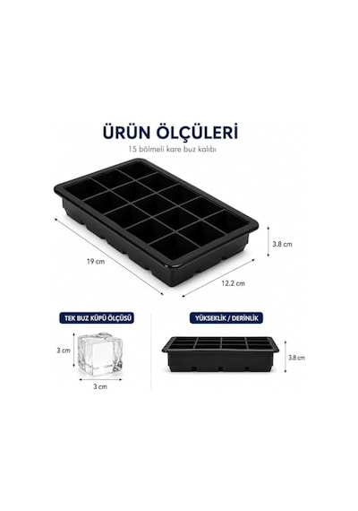 2'li Silikon Buz Kalıbı Seti 15 Bölmeli Buzluk Kalıbı Esnek Ve Kolay Çıkarma Dondurucu İçin Buz Yapma Kalıbı İçecek, Kokteyl Ve Soğuk İçecekler İçin