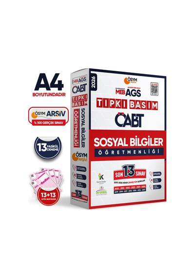 2026 Meb-AGS Öabt Sosyal Bilgiler Öğretmenliği ÖSYM Tıpkı Basım 13lü Deneme Paketi Türkiye Geneli