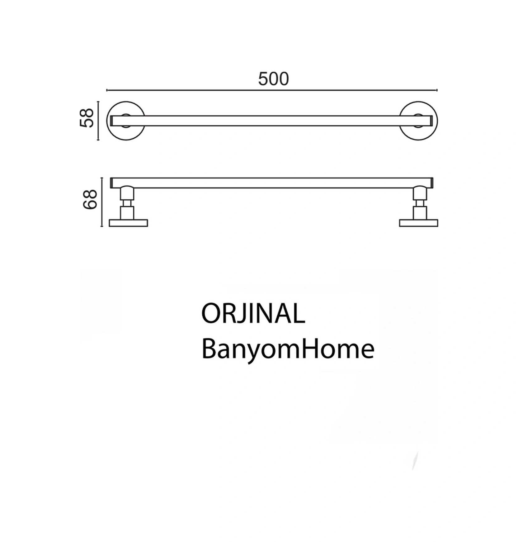 Çelik Banyo Paslanmaz Pirinç Flora 50 Cm Uzun Havluluk Krom