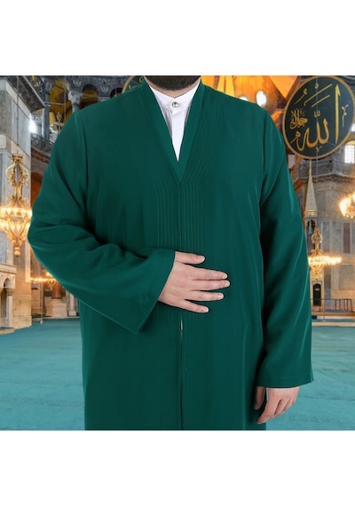 Yeşil Buhara Yaka Namaz Cübbesi Çok Renkli