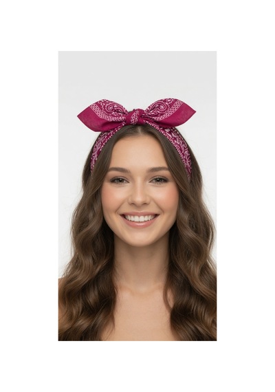 Mollycrush Unisex Pembe Şal Desenli Bandana Günlük Saç Aksesuarı, Boyunluk Ve Outdoor Fular Pembe