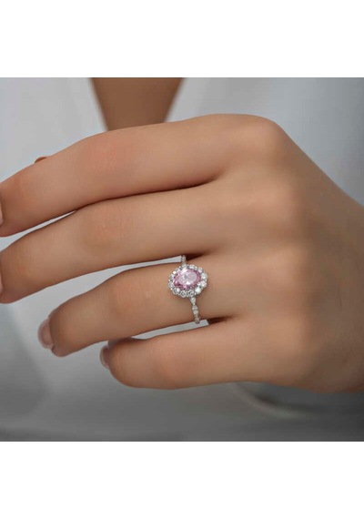 Gumush Gümüş Pembe Oval Taşlı Kadın Yüzük (551188132)