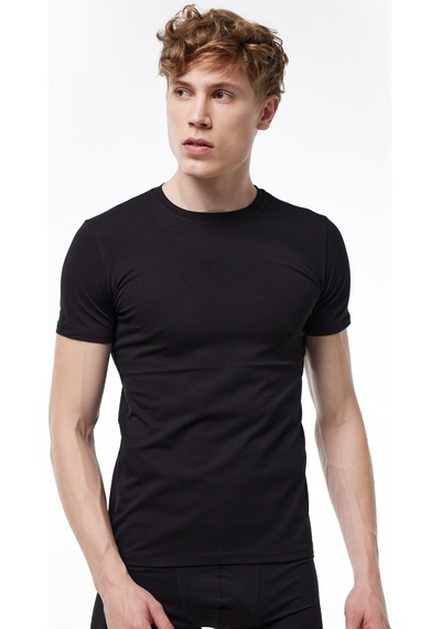 Malabadi Erkek Siyah 2 Li Yuvarlak Yaka Kısa Kollu Pamuk Elastan Fanila T-shirt 093