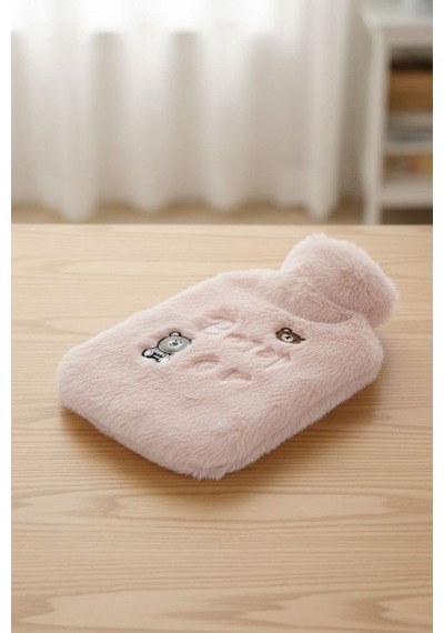 Işıklı Ayıcıklı Figürlü Pembe Peluş Sıcak Su Torbası 1 Lt Yumuşak Kılıf, Uzun Süre Sıcak Tutan Termal Su Torbası Diğer
