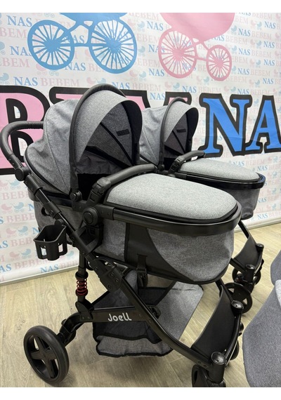 Bebemnas İkiz Yanyana Ayrılıp Birleşen Travel Bebek Arabası + 2 Adet Puset Dahil Tam Set