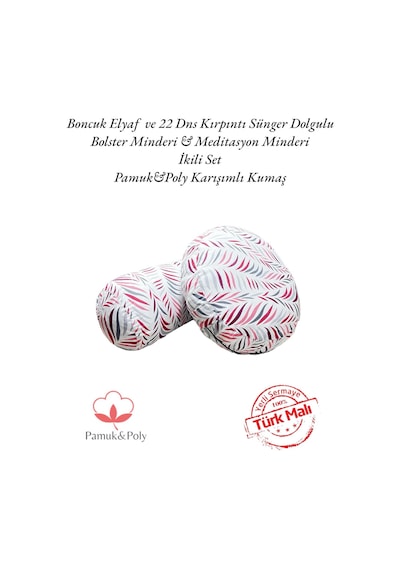 Remege Damla Desen Meditasyon Minderi Bolster Minderi İkili Set Fuşya F8