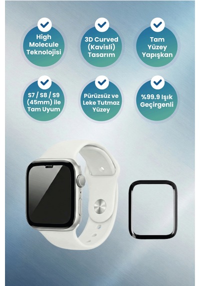 Watch Protector S7 / S8 / S9 Uyumlu 45mm 3d Curved Ab Glue Akıllı Saat Ekran Koruyucu