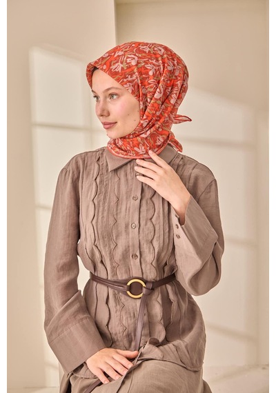 Silk Home Soft Eşarp 73091-30 Kiremit, Turuncu, Haki, Vizon