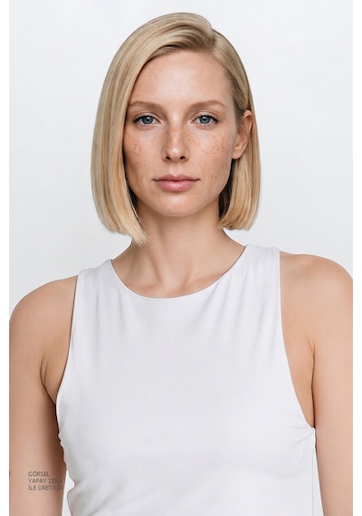 Ac&co / Altınyıldız Classics Kadın Ekru Standart Fit Normal Kesim Bisiklet Yaka Crop Body
