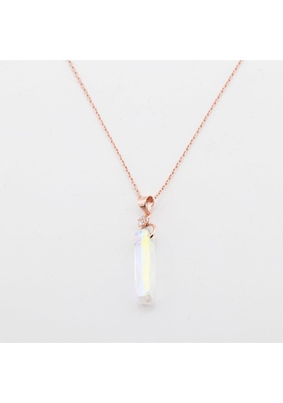 Mistik Topaz Taşlı Rose Gold Kaplama Cam Gümüş Kolye Gümüş