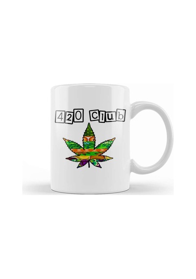 420 Club Purple Marijuana Leaf 01 Kupa Bardak Porselen Karışık
