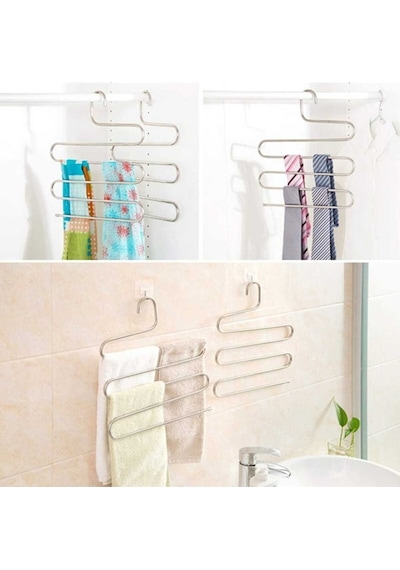 Dolap Içi 5 Katlı Pantolon Eşarp Şal Askısı Akıllı Askı Metal 35 X 50 Gümüş Diğer