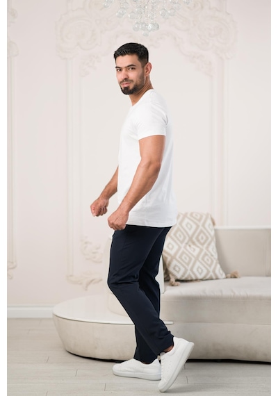 Paul Martin Bisiklet Yaka Önü Baskılı Pamuklu Basic Regular Fit T-shirt Beyaz