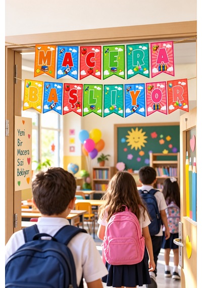 Okul Süsü Macera Başlıyor Kırlangıç Banner Okula Dönüş Sınıf Dekorasyonu 17x170 Cm Diğer