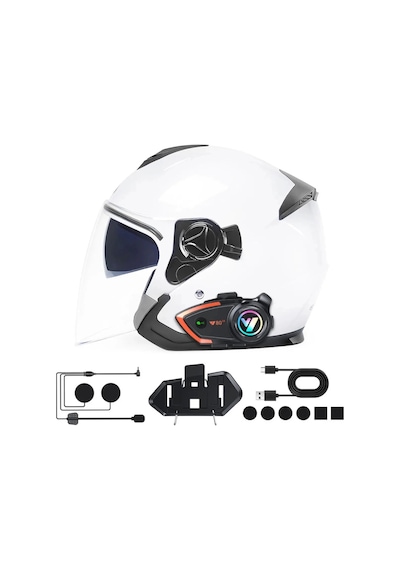 Yeni Model Y80-2x Motosiklet İntercom 2 Kişilik Bağlantı Rgb Işıklı Bluetooth Kulaklık Seti 43744093