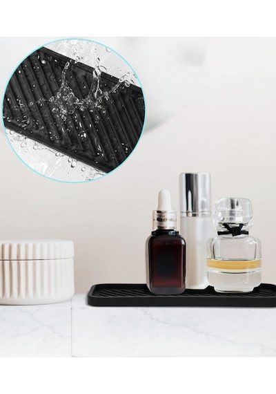 Siyah Silikon Yağdanlık Yağlık Standı Altlık Çok Amaçlı Organizer Sabunluk Altlığı 23x10 Cm Diğer