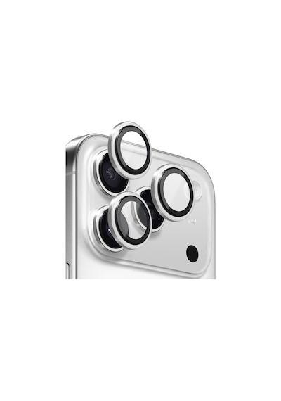 Apple Uyumlu iPhone 17 Pro Ve 17 Pro Max Metal Çerçeveli Temperli Kamera Lens Koruyucu Gümüş