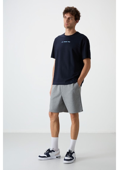 Air Jones Tommy Life Gri Melanj Pamuklu Kalın Yumuşak Dokulu Comfort Fit Basic Erkek Şort - 81274 GRI MELANJ