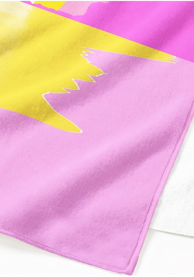Gün Batımı Soyut Deniz Manzara Desenli Plaj Havlusu - Tropikal Sarı Pembe Havuz Banyo Sahil Örtüsü Çok Renkli
