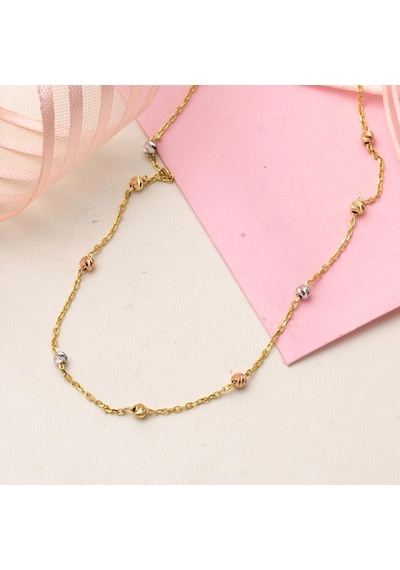 Top Altınlı 14 Ayar Popcorn Zincir Kolye Klblu14k2377