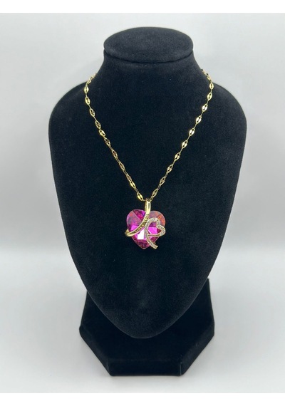 Arnes Jewelry Çelik Zirkon Taşlı Kalpli Kolye Ar486nes Gold