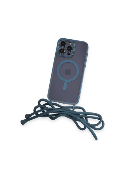 Newface Apple Uyumlu iPad iPhone 13 Pro Kılıf Divo Lazer Askılı Magsafe Kapak - Sierra Blue Siyah