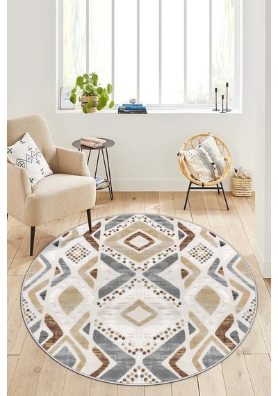West Home Makinede Yıkanabilir Kaymaz Taban Leke Tutmaz Yuvarlak Salon Halısı Mutfak Halısı Ve Balkon Halısı Wh 587 Multy Yuvarlak