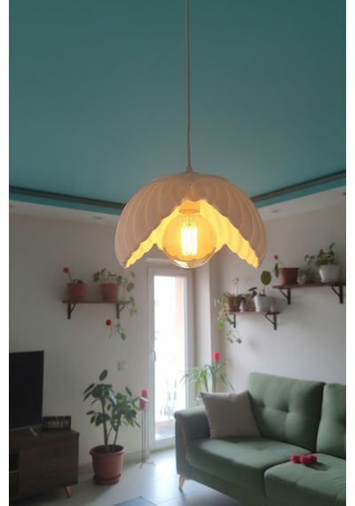 Beyaz Tekli Lotus Avize Salon Dayanıklı Plastik Dekoratif Sarkıt Aydınlatma Ayarlanabilir Kablo