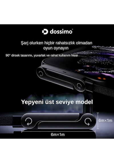Dossimo 240w Ultra Hızlı Type-c Şarj Data Kablosu Katlanabilir Standlı 1.5m Örgülü 2 In 1 Stand+şarj Kablosu 1.5 M