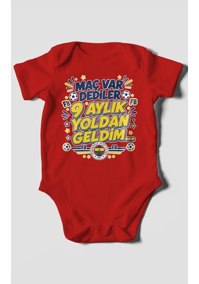 Morivokids Maç Var Dediler Yazılı Kısa Kollu Bebek Body %100 Pamuk Zbn277-kk Kırmızı